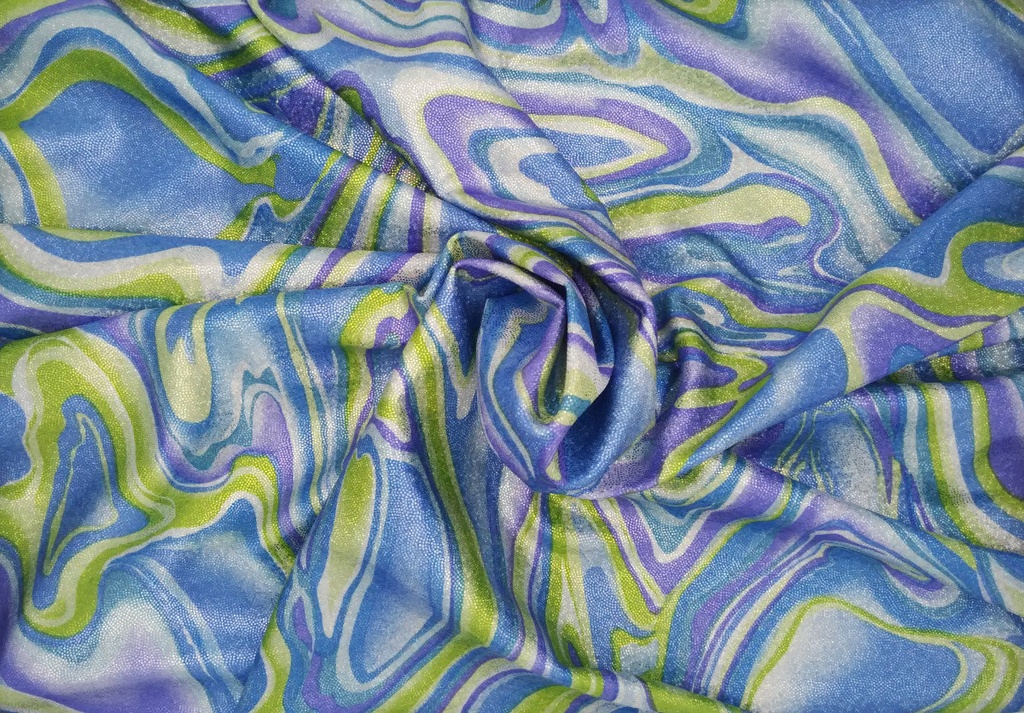 Lycra fantasía ondas verde azul