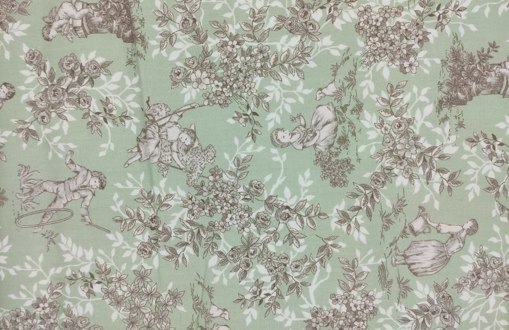 Viella toile de jouy verde gris