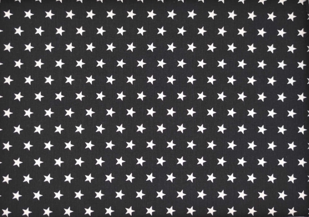 Popelín negro con estrellas