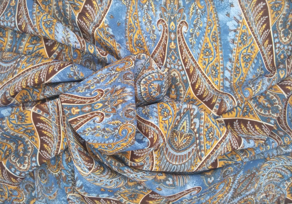 Georgette Paisley azul ocres